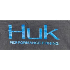 HUK Fishing T-Shirt Mens Size XL Black Cotton Spellout Logo Short Sleeve Fish